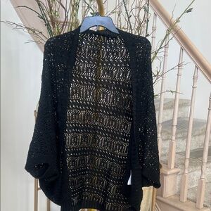 Elegant Black Open-Knit Women's Sweater